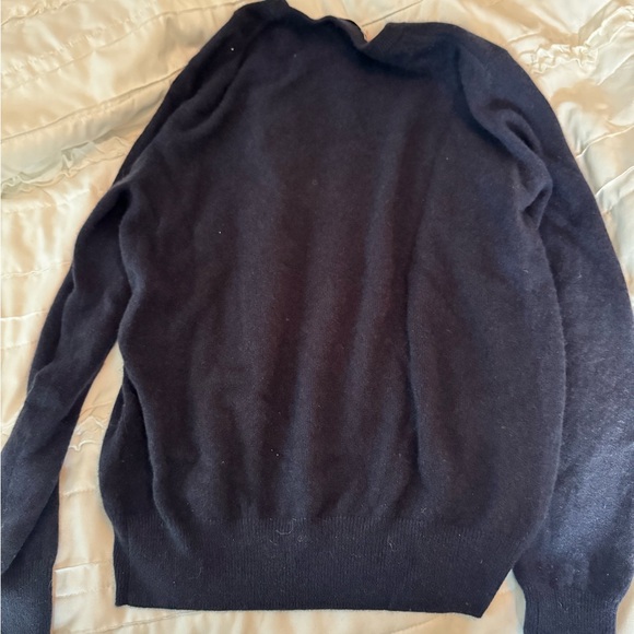 Lingua Franca Navy 100% Cashmere Sweater w/ Pink Embroidered Text, Small - Picture 3 of 3